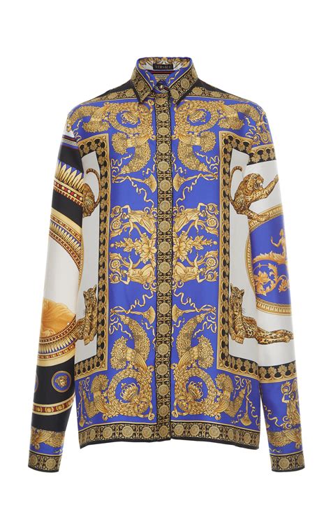 versace long sleeve shirt gold|versace silk shirt price.